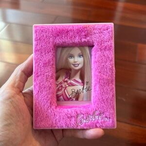VTG McDonald's Happy Meal Toy Barbie Picture In Pink Furry Picture Frame 2002